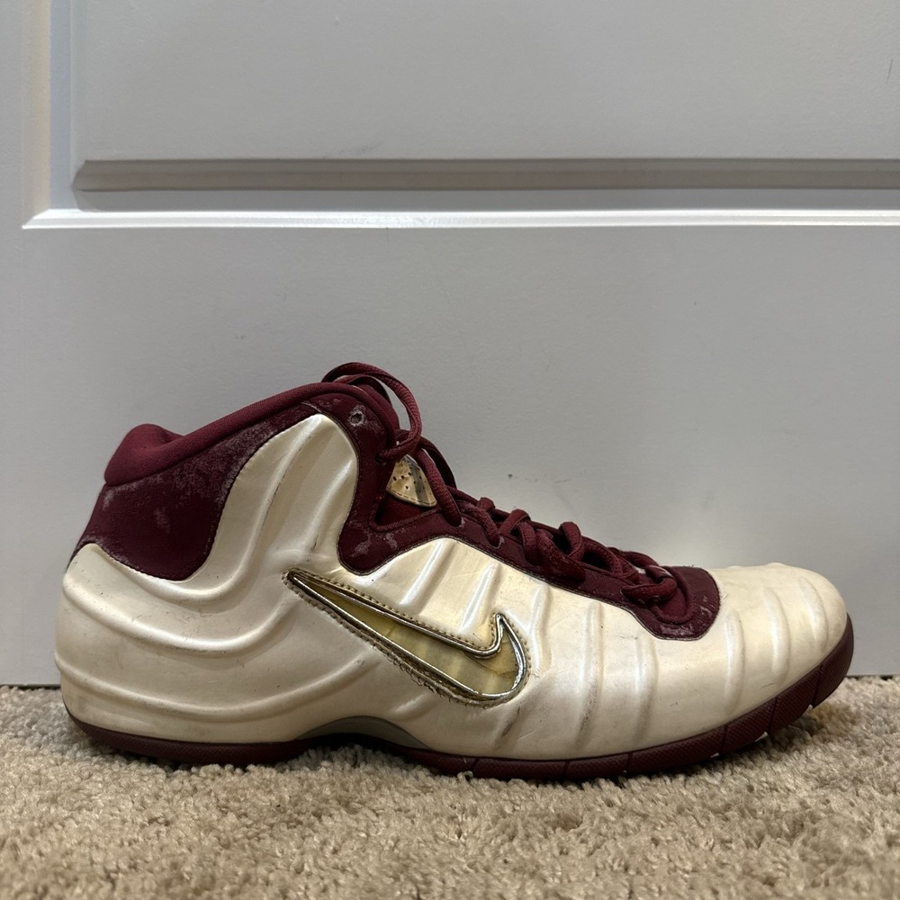 Nike Air Foamposite Pro Mens Size 10.5 White Maroon Gold 304790-163